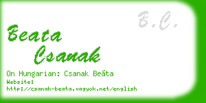 beata csanak business card